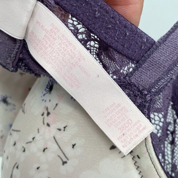 Victoria's Secret Purple Floral Lace Bra Dream Angels Lined Demi 38DD - Picture 4 of 6